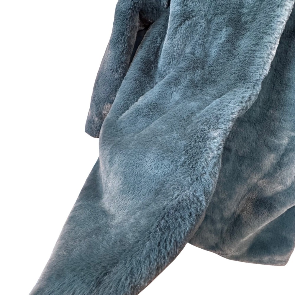 Christian Siriano Faux Fur Coat Teal Blue S Whimsigoth Coquette Glam Formal - Picture 6 of 15